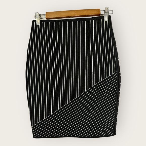 Alexander Wang Womens Size Medium Striped Pencil Skirt Stretch Black White - Picture 2 of 4